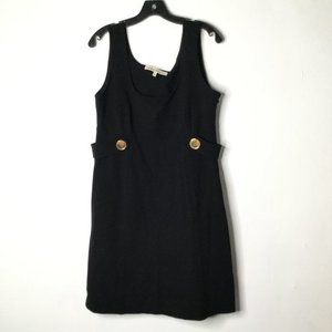 ITW by Claude Brown Sleeveless Black Dress Size 12 Gold Button Embellished